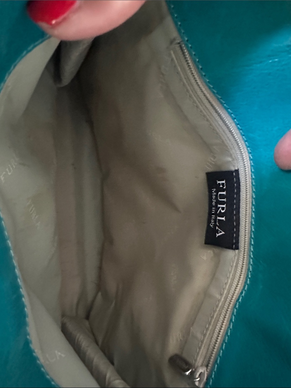 Vintage Furla Teal Leather Top-Handle purse - Picture 3 of 5